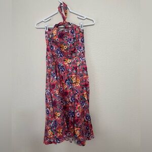 Floral Halter Midi Dress – Coral Multi. Size 6